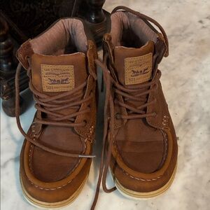 Levi's Kids Brown Leather Lace-Up Moc Toe Boots